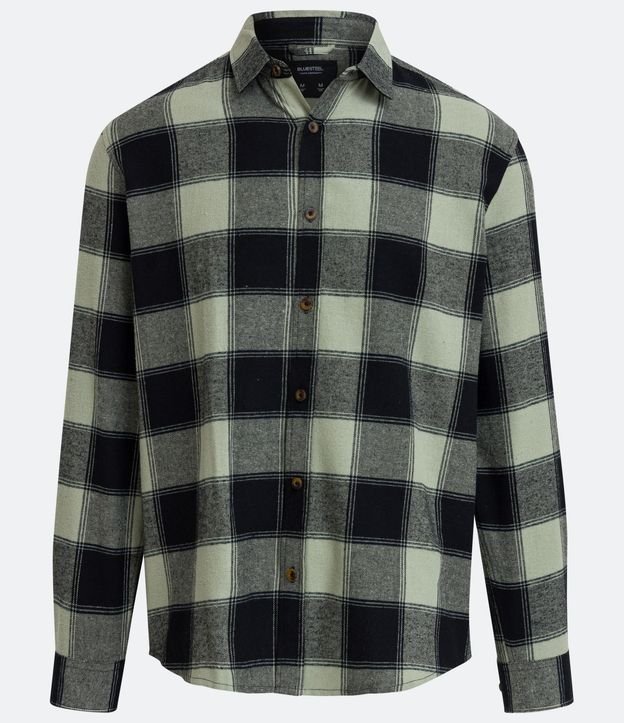 Camisa Regular en Algodón Cuadrillé con Manga Larga