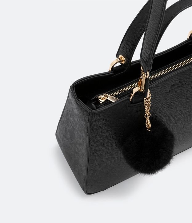 Bolsa Transversal Satchel con Correa de Mano con Pompón 5