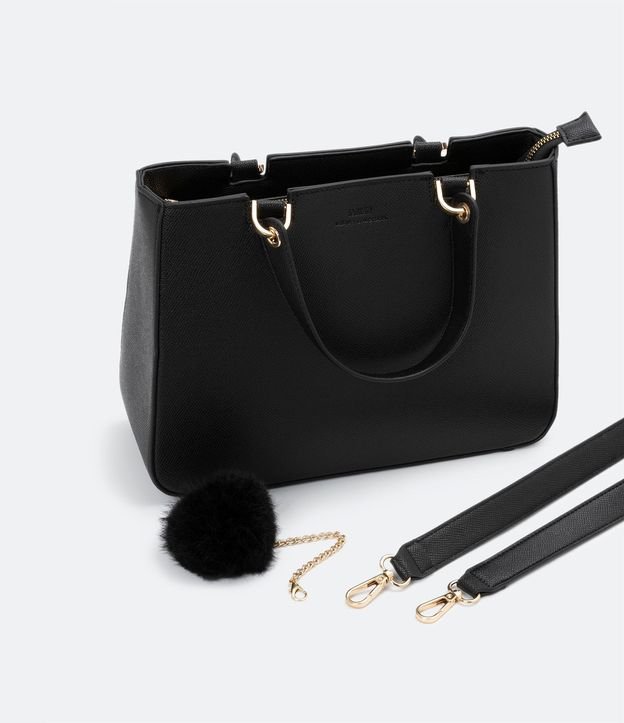 Bolsa Transversal Satchel con Correa de Mano con Pompón 8