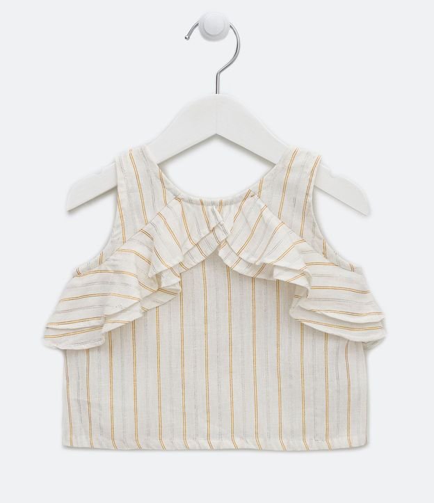 Blusa Musculosa Infantil Rayada con Volados - Talle 1 a 5 años