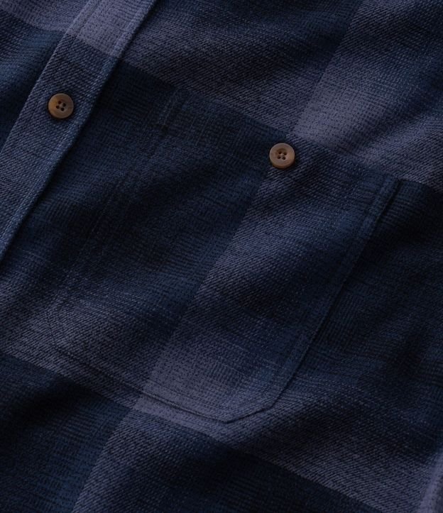 Camisa Regular en Algodón de Cuadros con Bolsillo y Manga Larga 12