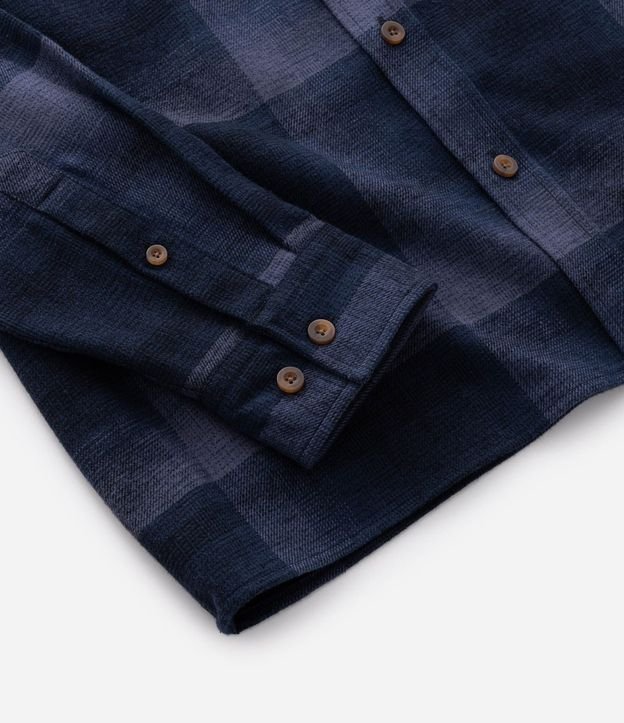 Camisa Regular en Algodón de Cuadros con Bolsillo y Manga Larga 14