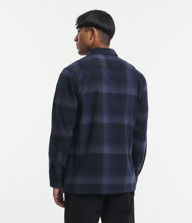 Camisa Regular en Algodón de Cuadros con Bolsillo y Manga Larga 4