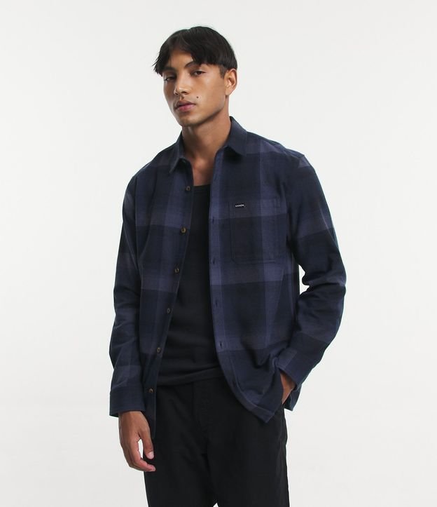 Camisa Regular en Algodón de Cuadros con Bolsillo y Manga Larga 7
