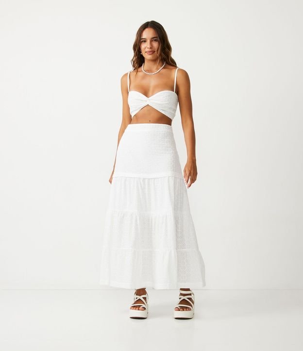 Blusa Musculosa Cropped en Laise Texturizado con Detalles Retorcido 3