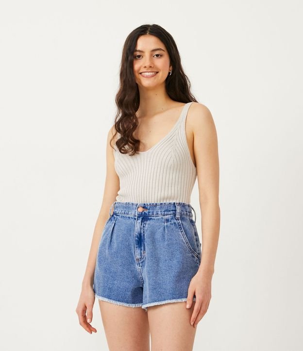 Blusa Musculosa Cropped en Viscosa Acanalada