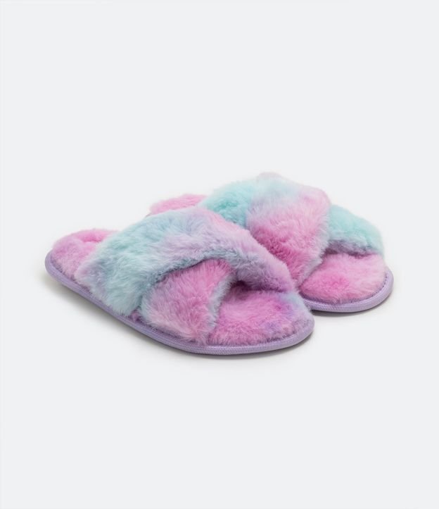 Pantufla Ojota Infantil en Fleece con Pelito Tie Dye - Talle 29/30 al 35/36