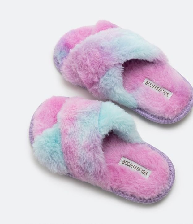 Pantufla Ojota Infantil en Fleece con Pelito Tie Dye - Talle 29/30 al 35/36 2