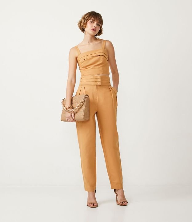 Blusa Musculosa Corta en Algodón con Pliegues y Lastex 2