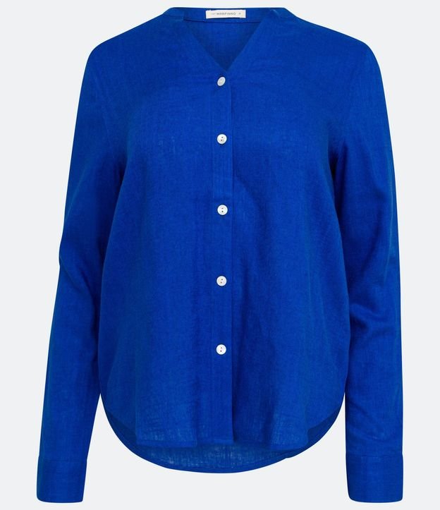 Camisa en Viscolino con Escote V 6