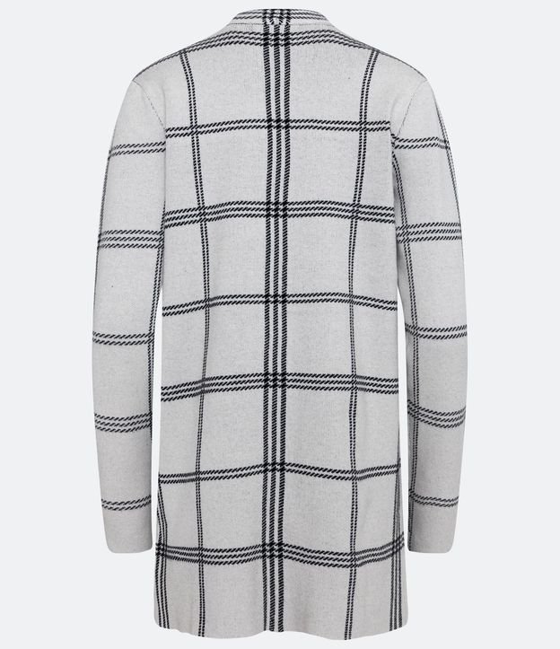Cardigan Alargado en Punto con Estampado de Cuadros Grid 6