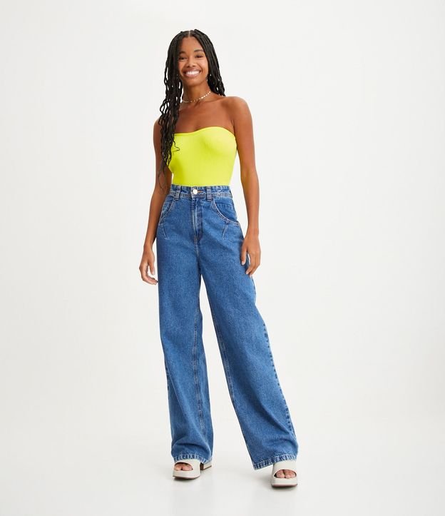 Blusa sin Breteles de Punto Acanalado 2