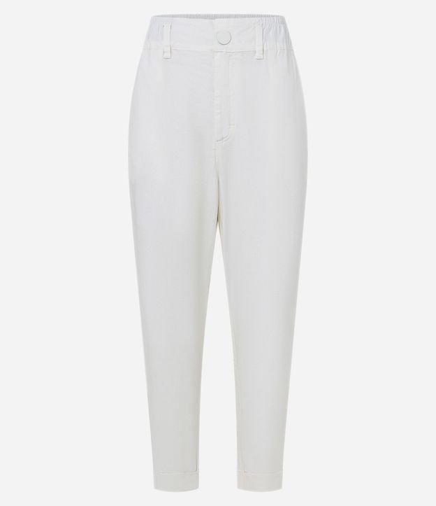 Pantalón Baggy en Sarga con Cintura Ancha y Botón 6