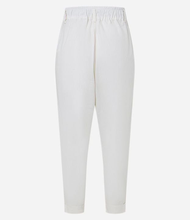 Pantalón Baggy en Sarga con Cintura Ancha y Botón 7