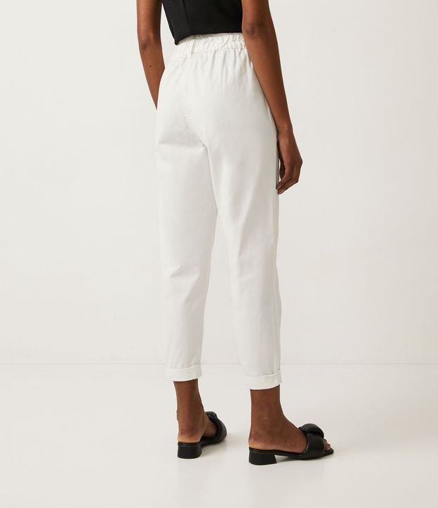 Pantalón Baggy en Sarga con Cintura Ancha y Botón 3