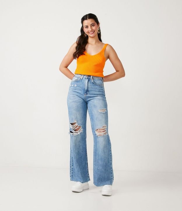 Blusa Musculosa Cropped en Viscosa Acanalada