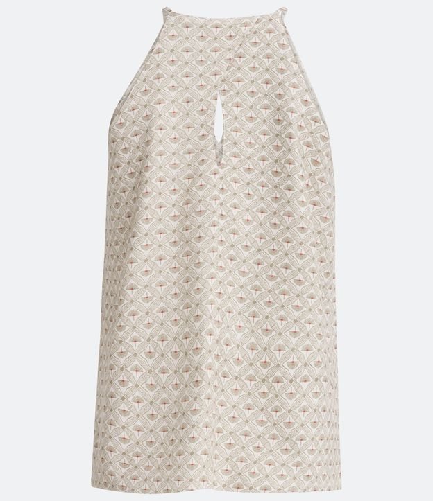 Blusa Musculosa en Viscolino con Cuello Halter y Estampado Geométrico 9