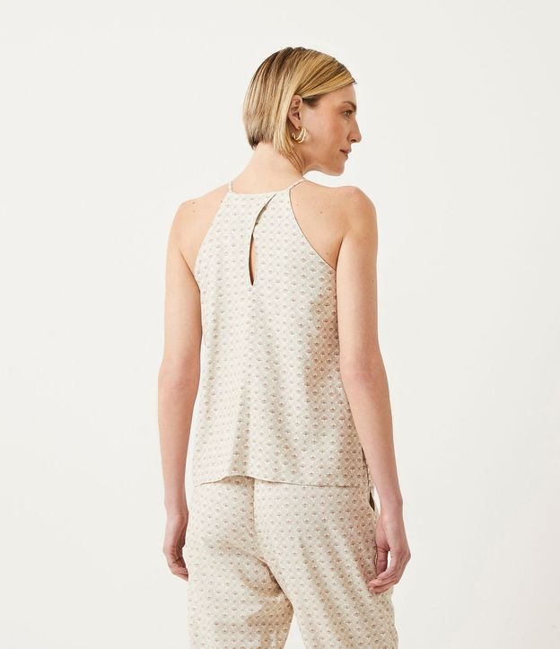 Blusa Musculosa en Viscolino con Cuello Halter y Estampado Geométrico 4