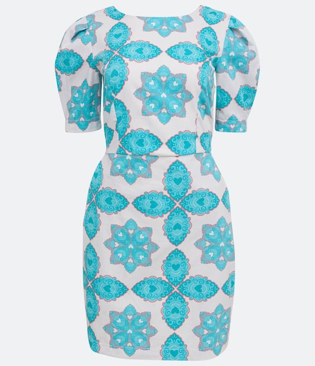 Vestido Corto en Algodón con Estampado Étnica y Lazo 6
