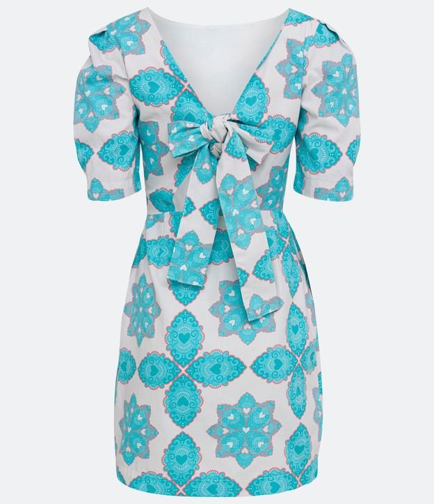 Vestido Corto en Algodón con Estampado Étnica y Lazo 7