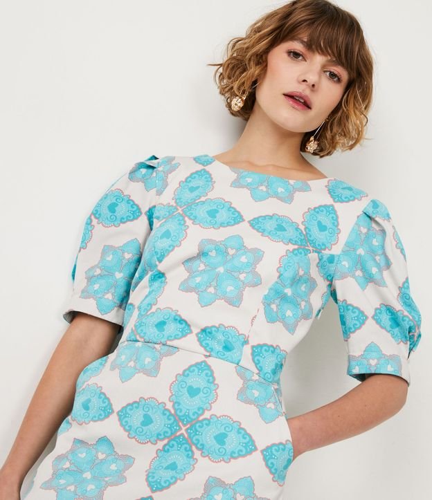 Vestido Corto en Algodón con Estampado Étnica y Lazo 4