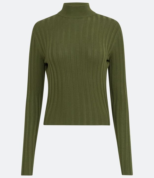 Blusa de Punto Acanalado con Cuello Alto y Manga Larga 5