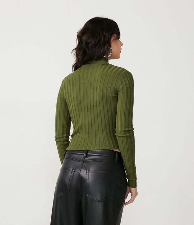 Blusa de Punto Acanalado con Cuello Alto y Manga Larga 3