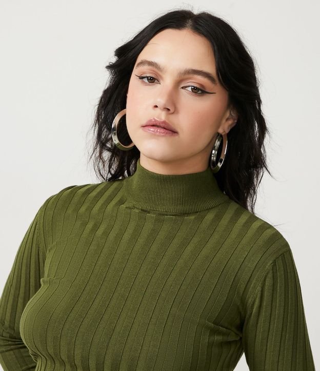 Blusa de Punto Acanalado con Cuello Alto y Manga Larga 4