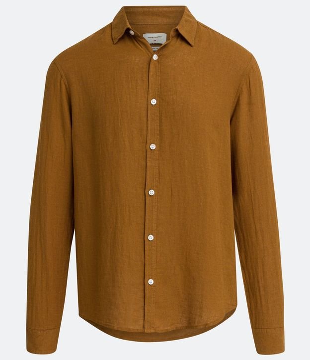 Camisa Comfort Básica en Lino Texturizado con Manga Larga 9