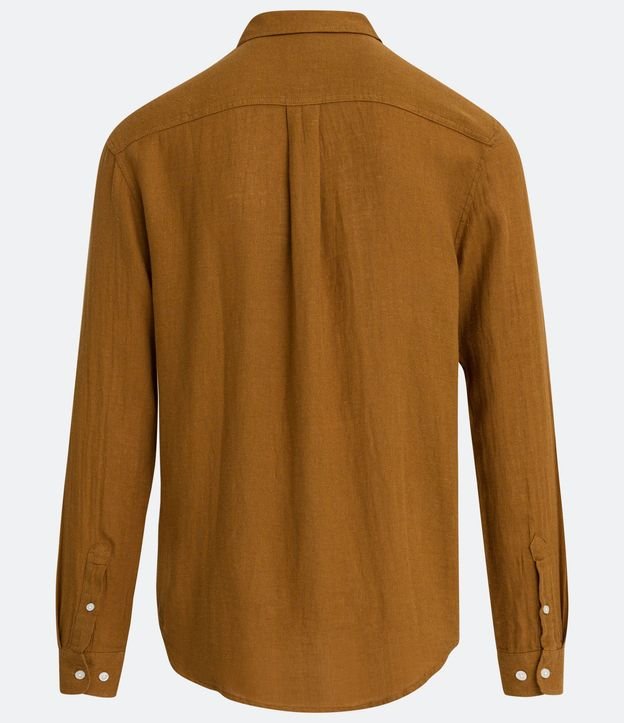 Camisa Comfort Básica en Lino Texturizado con Manga Larga 7