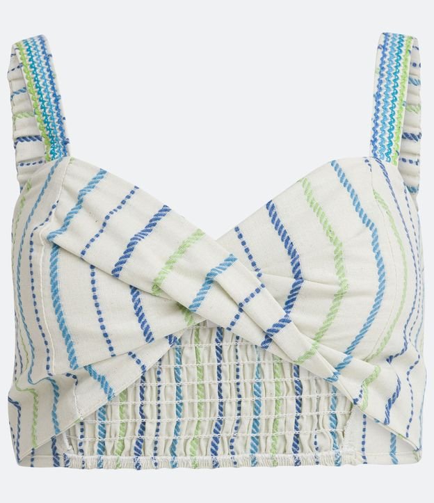 Blusa Musculosa en Algodón con Hilo Teñido Rayado y Lastex 5