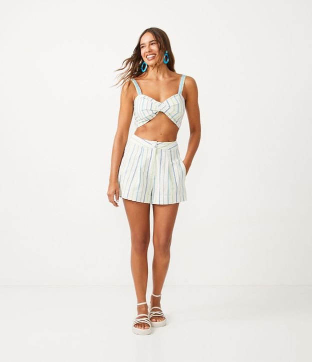Blusa Musculosa en Algodón con Hilo Teñido Rayado y Lastex 2