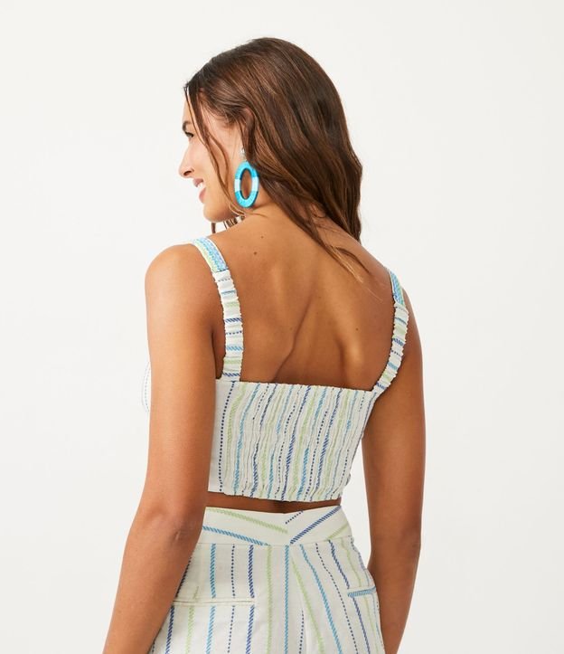 Blusa Musculosa en Algodón con Hilo Teñido Rayado y Lastex 3