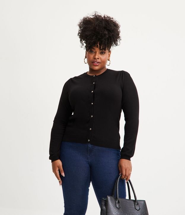 Cardigan de Punto con Abotonado Frontal Curve & Plus Size
