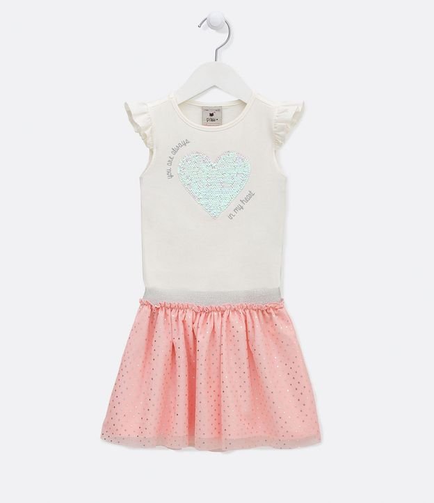 Conjunto Infantil Estampado Corazón con Lentejuelas - 1 a 5 años