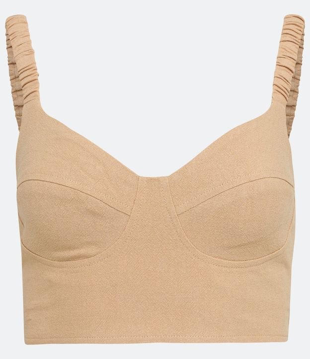 Blusa Cropped en Lino con Escote Corazón y Detalle Fruncido 5