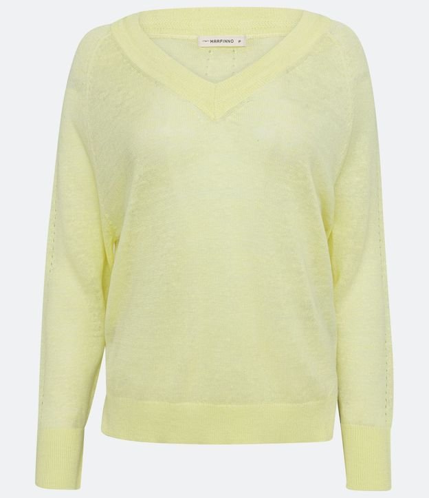 Blusa Ligera en Punto en Lino con Escote V 2