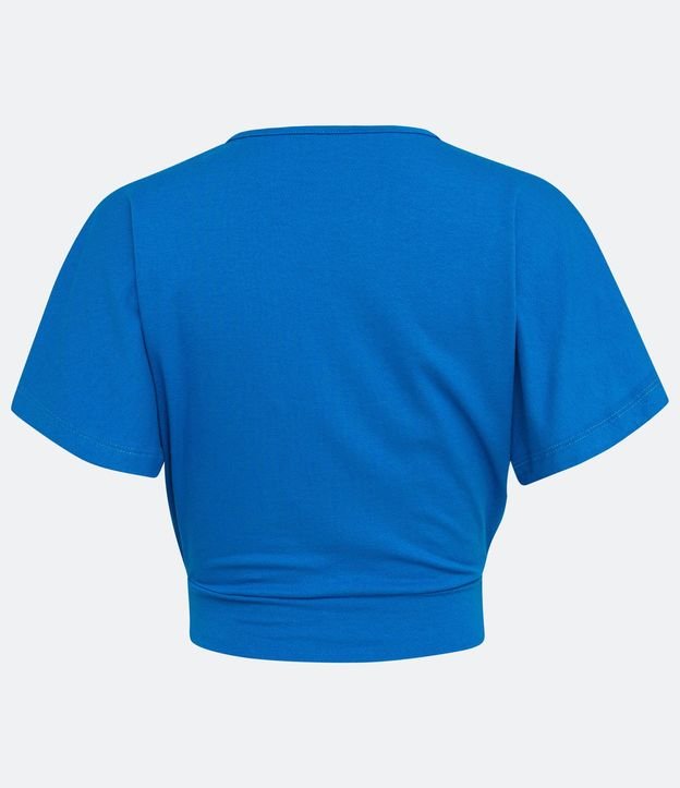 Blusa Corta Lisa en Viscose con Escote en V Transpasado 6