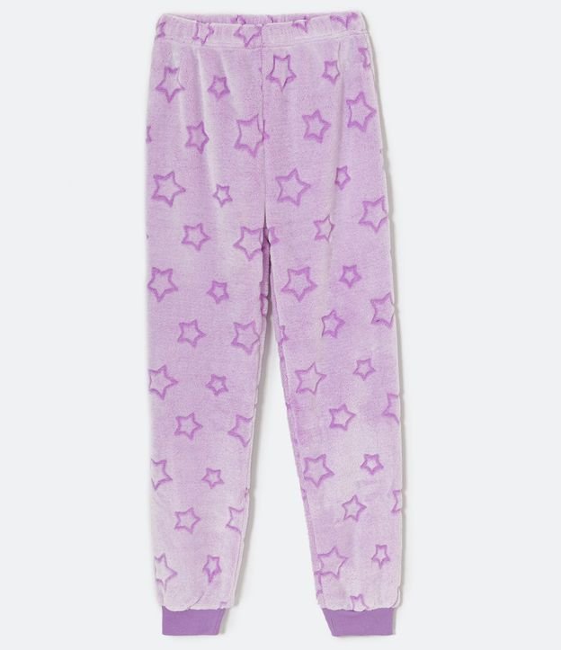 Pijama Largo Infantil en Fleece Estampado Estrellas - Talle 5 a 14 años 4