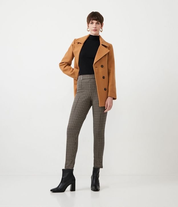 Pantalón Legging con Detalle en la Cintura y Estampado Pied de Poule