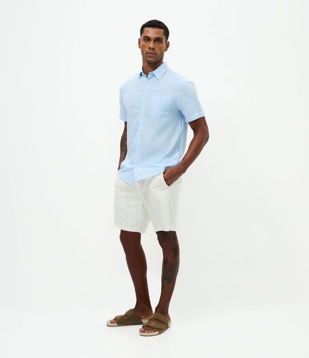 Camisa Comfort Básica en Lino con Bolsillo Delantero 3