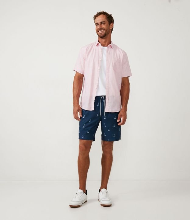 Camisa Comfort Básica en Lino con Bolsillo Delantero 2