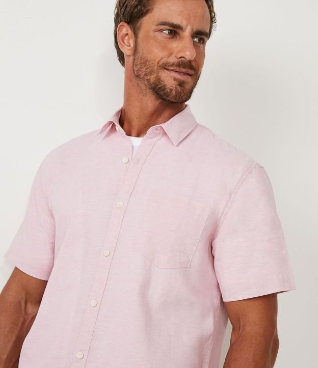 Camisa Comfort Básica en Lino con Bolsillo Delantero 5