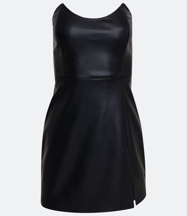 Vestido Corto Sin Breteles en Material Sintético con Abertura 5