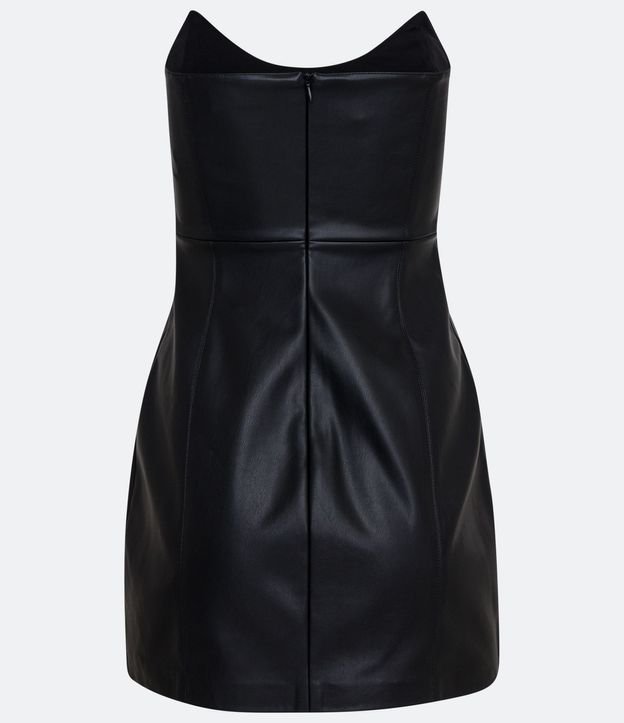 Vestido Corto Sin Breteles en Material Sintético con Abertura 6