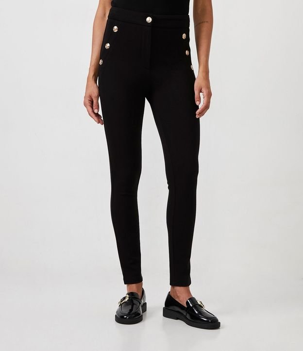 Pantalón Legging en Punto Roma con Botones Metalizados 3