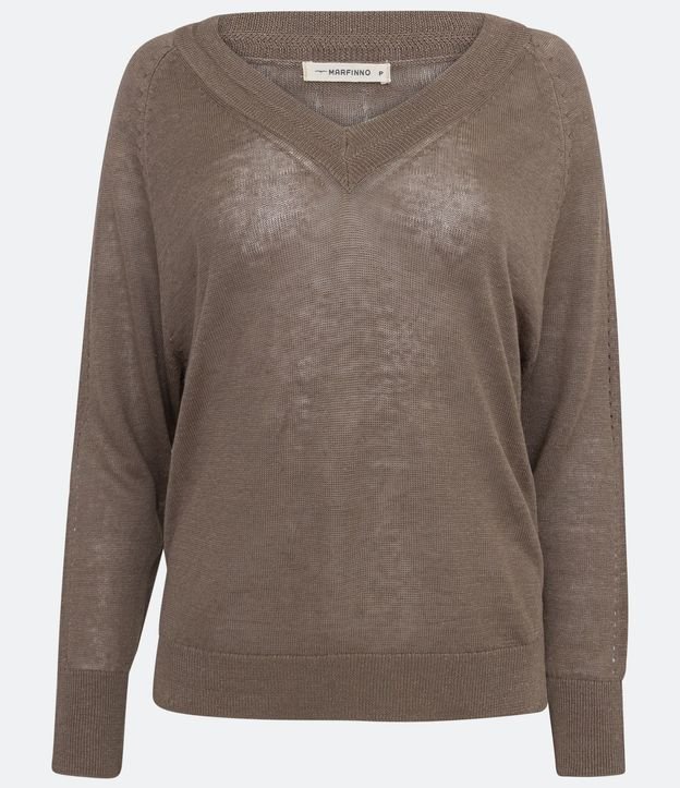 Blusa Ligera en Punto en Lino con Escote V