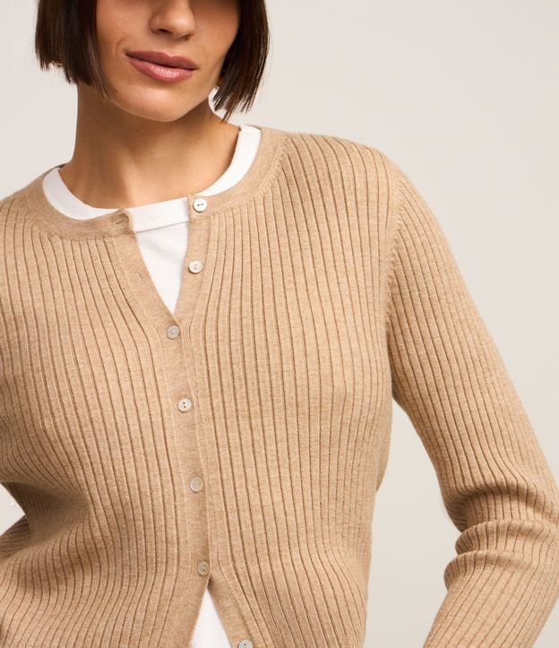 Cardigan Corto en Punto con Textura Acanalada 4