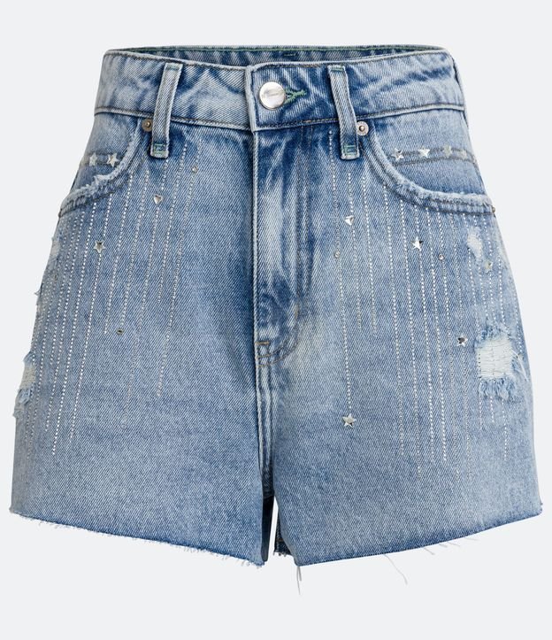 Short Cintura Alta en Jeans con Detalles Brillantes y Estrellas 5