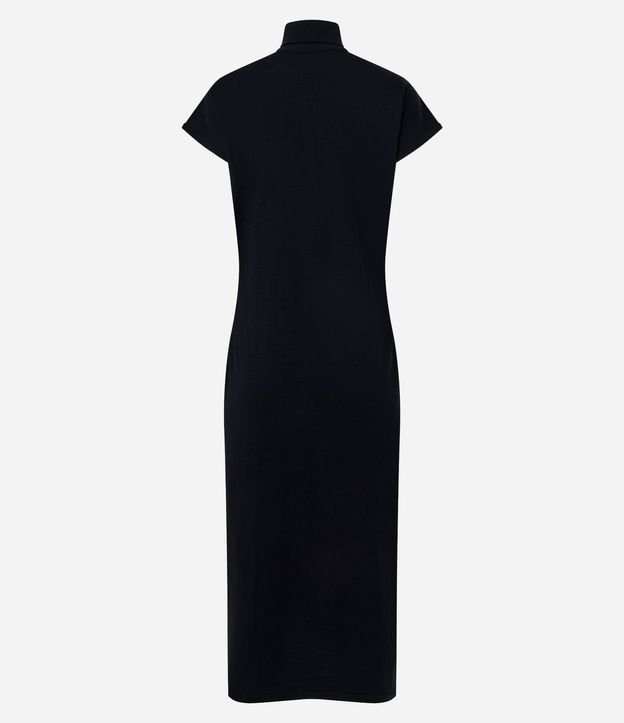 Vestido Midi en Punto con Cuello Alto y Manga Corta sin Sisa 9